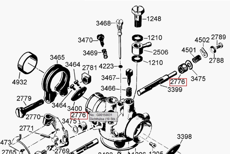 2 St. Dichthülse für Drosselklappenwelle Bing Vergaser AS Motor Mäher Hülse li + re, zur radialen Abdichtung