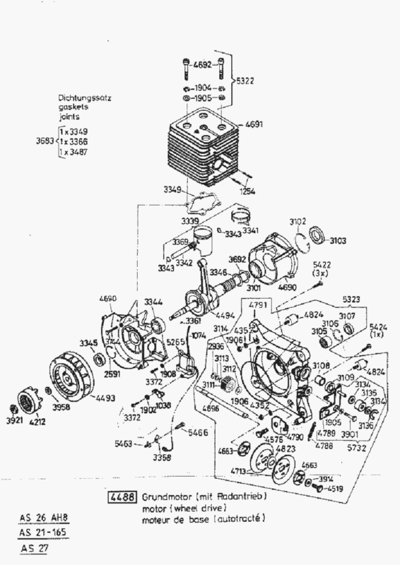 Kurbelwelle mit Einbauteilen und Fließfett für 6 PS Motor