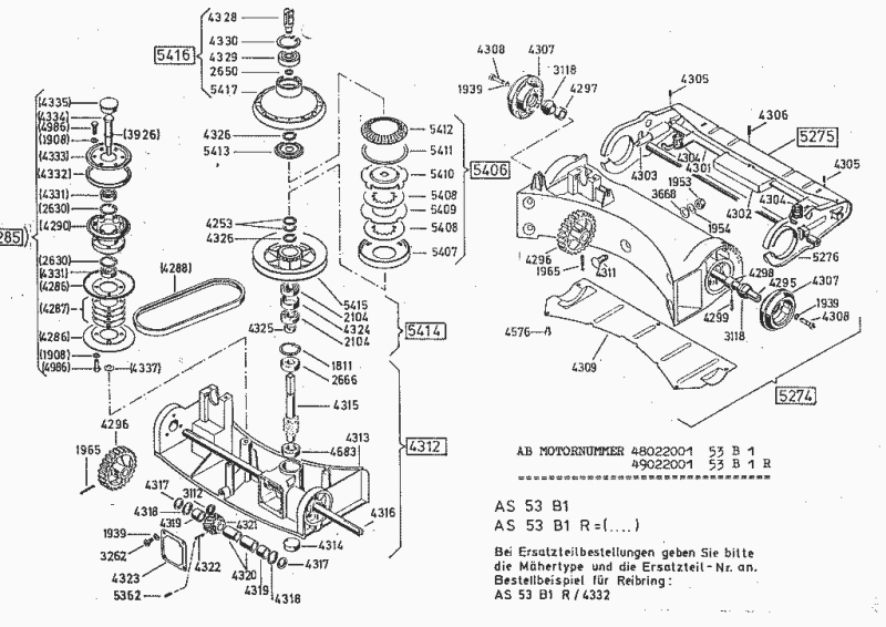 Antriebswelle hinten für AS 55 B1 und B5, B6 AS 53 Allrad AS 53 2T 4WD RB und AS 53 B6 RB-Kat