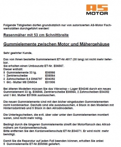 Gummipufferset für AS-Motor Mäher 53 cm – passend für AS 53 B1–B6, 2T & 4T Modelle