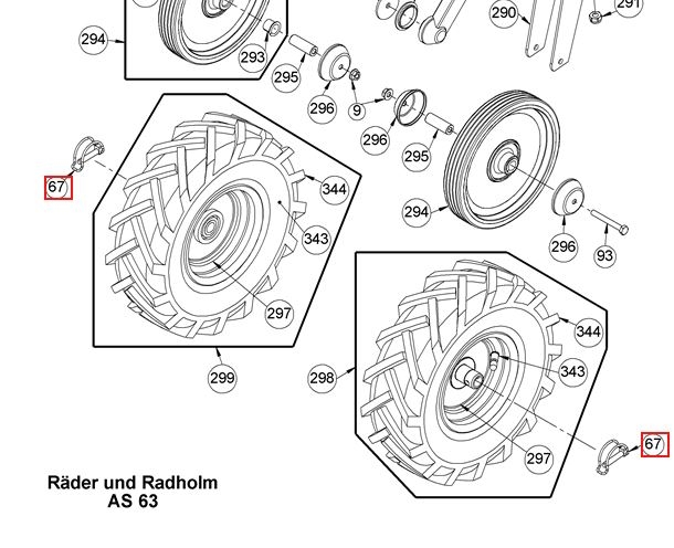 Rohrklappstecker AS63 zur Hinterrad Antriebsrad Befestigung