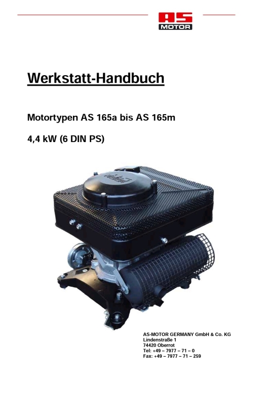 Werkstatt Handbuch Werkstatthandbuch AS Motor mit 6PS in verschiedenen Varianten bestellbar