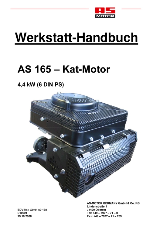 Werkstatt Handbuch Werkstatthandbuch AS Motor mit 6PS in verschiedenen Varianten bestellbar