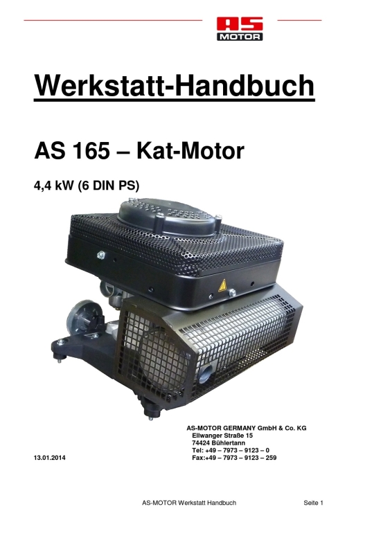 Werkstatt Handbuch Werkstatthandbuch AS Motor mit 6PS in verschiedenen Varianten bestellbar
