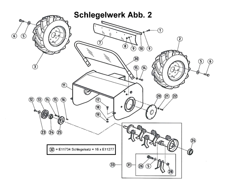 Schlegelsatz für Schlegelwerk des Schlegelmähers AS 570 SM & AS 557 SM Messer + Messerklingen +Schlegel