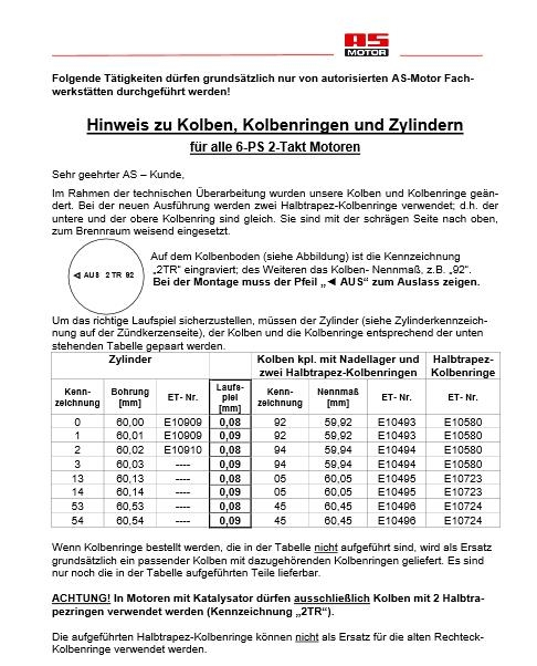 1 Satz Halb-Trapezringe Ø60,45mm AS26, AS53, AS28, usw.