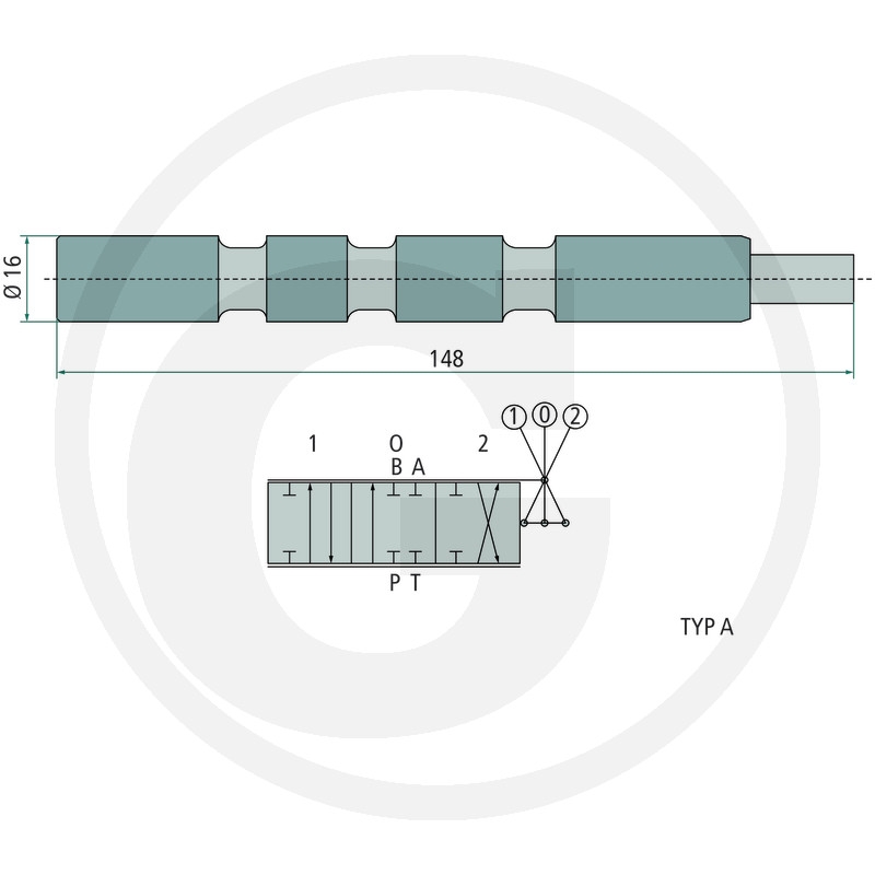 Steuerschieber wahlweise dw, ew oder dw mit Schwimmstellung für die 50 l/min Steuergeräte X-P50-S-(A-D) Kolben