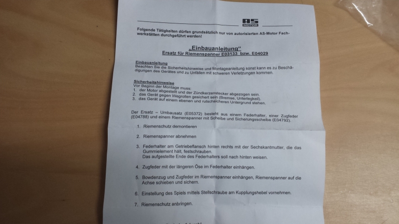 Umbausatz Riemenspanner Ersatz für E03133, und E04029 AS26,AS27,AS28,AS53