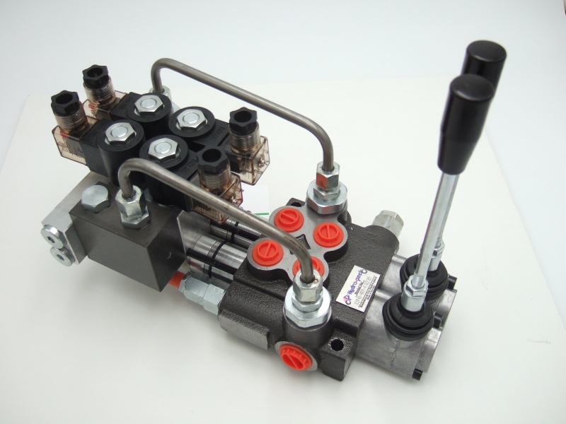 Hydraulikventil hydraulisch vorgesteuertes Ventil 2-fach Elektrisch 12 V vorgesteuerter Monoblock feinfühlig Frontlader Steuerung