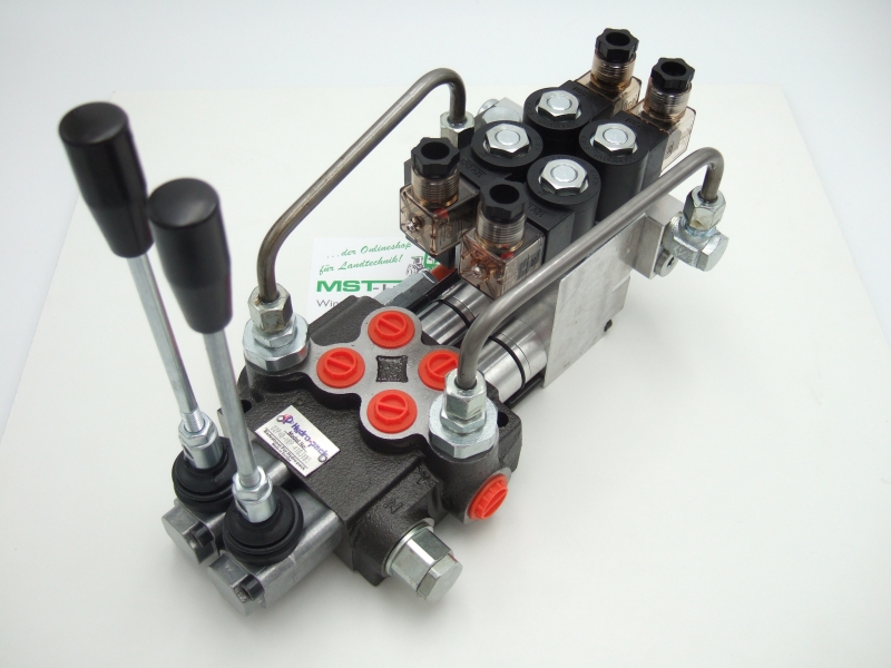 Hydraulikventil hydraulisch vorgesteuertes Ventil 2-fach Elektrisch 12 V vorgesteuerter Monoblock feinfühlig Frontlader Steuerung
