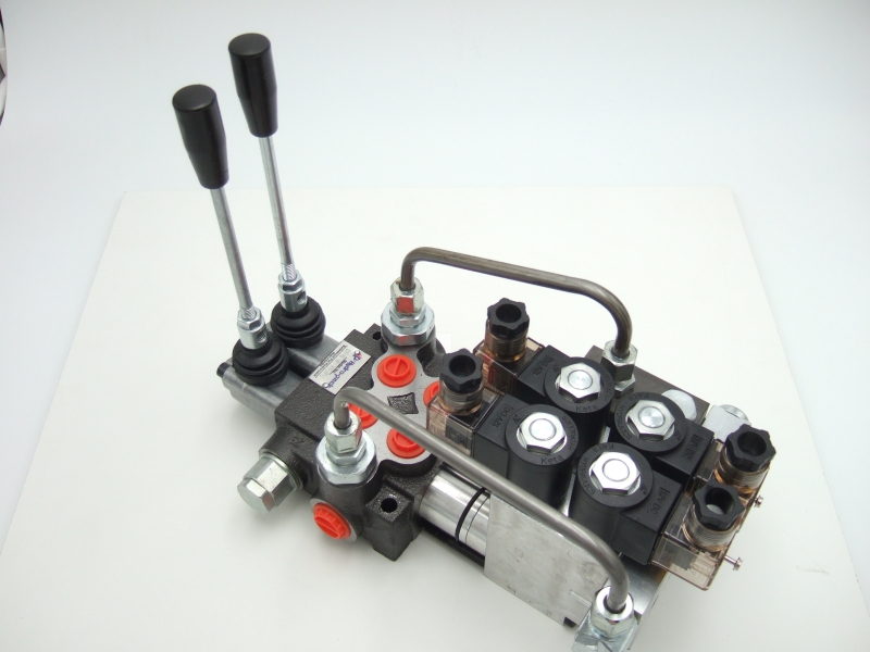 Hydraulikventil hydraulisch vorgesteuertes Ventil 2-fach Elektrisch 12 V vorgesteuerter Monoblock feinfühlig Frontlader Steuerung