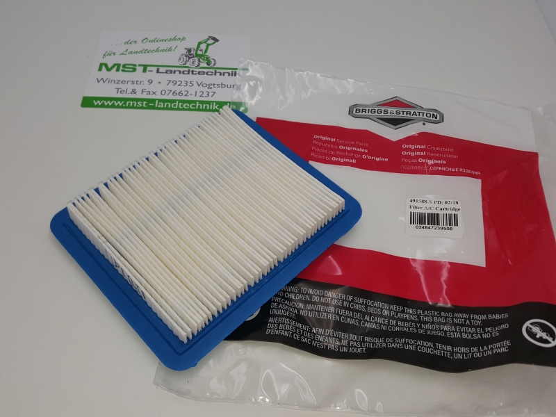 Original Briggs & Stratton Luftfilter 491588S – Für Quantum 3,5–6,5 PS – Maximale Motorleistung & Schutz