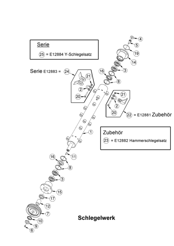 Becherschlegelsatz Hammerschlegelsatz für Schlegelmulcher ferngesteuert AS 750 RC mit Schäkel