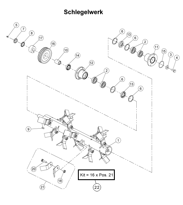 2 Schlegelmesser + Befestigung AS Motor Schlegelmäher AS 751 RC