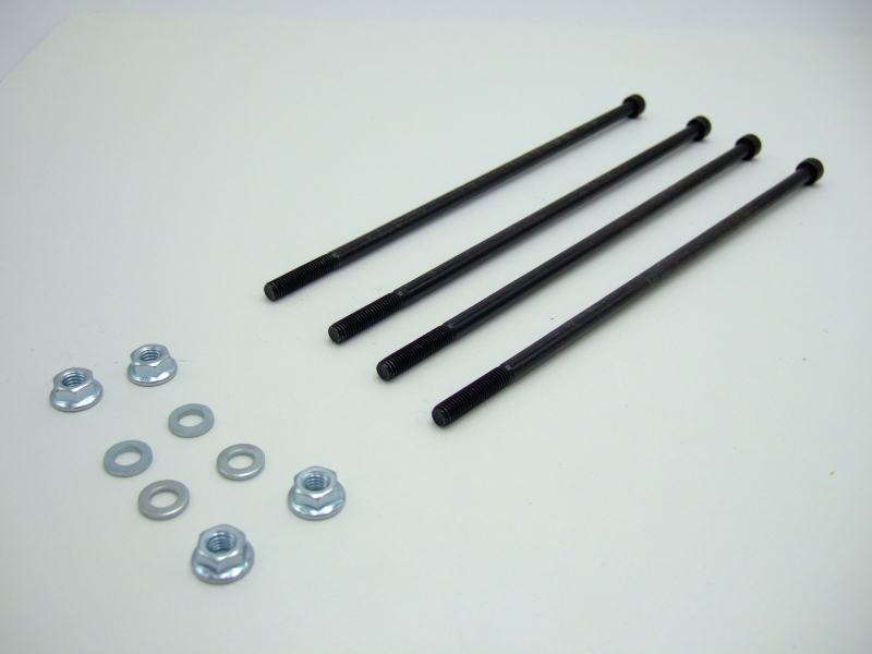 4 lange Schrauben mit U-Scheiben und Muttern für die Flanschung von 3 Ventilen 6/2 Wege zu 10/4 Wege