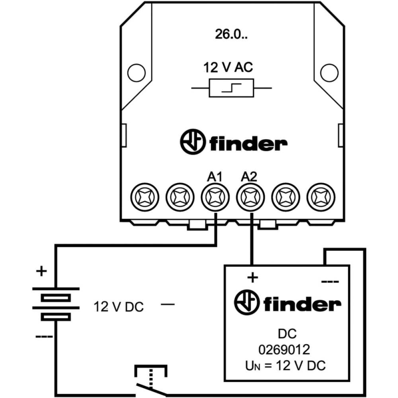 Finder 026.9.012 Adapter 12 V/DC für Gleichstrombetrieb