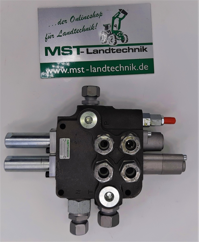 Hydraulikventil 80L 2-fach Holzspalter Hydraulik 2xdw mit Schwimmstellung Steuergerät mit Verschraubungen, Druckweiterführungsbuchsen und Bowdenzughülsen