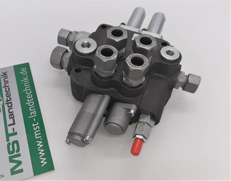 Hydraulikventil 80L 2-fach Holzspalter Hydraulik 2xdw mit Schwimmstellung Steuergerät mit Verschraubungen, Druckweiterführungsbuchsen und Bowdenzughülsen