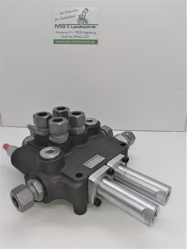 Hydraulikventil 80L 2-fach Holzspalter Hydraulik 2xdw mit Schwimmstellung Steuergerät mit Verschraubungen, Druckweiterführungsbuchsen und Bowdenzughülsen