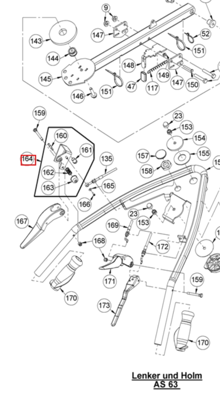 Rasthebel vollständig AS 63 4T Honda, 2 Takt, 4T B&S