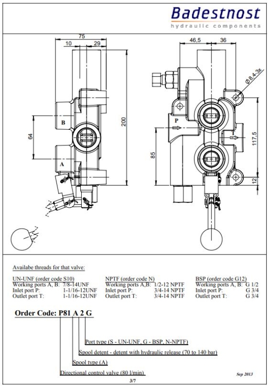 Holzspalterventil 80L 300bar Kick Out Steuerventil Handhebelventil Holzspalter Hydraulik Steuergerät Hydraulikventil
