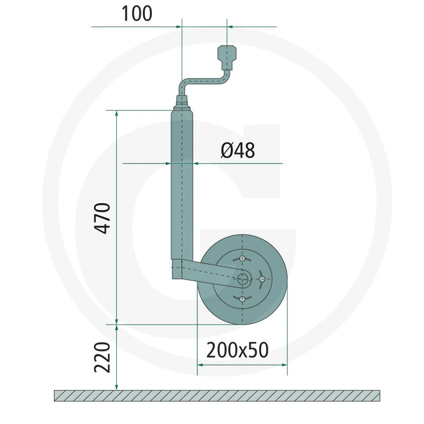 AL-KO Stützrad 200x50 – Sicherer Halt und einfache Manövrierbarkeit für Ihre Anhänger