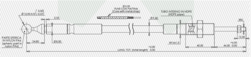 Indemar Bowdenzug 140cm (1,4 Meter) für Joystick mit Kugel und M6 Gewinde