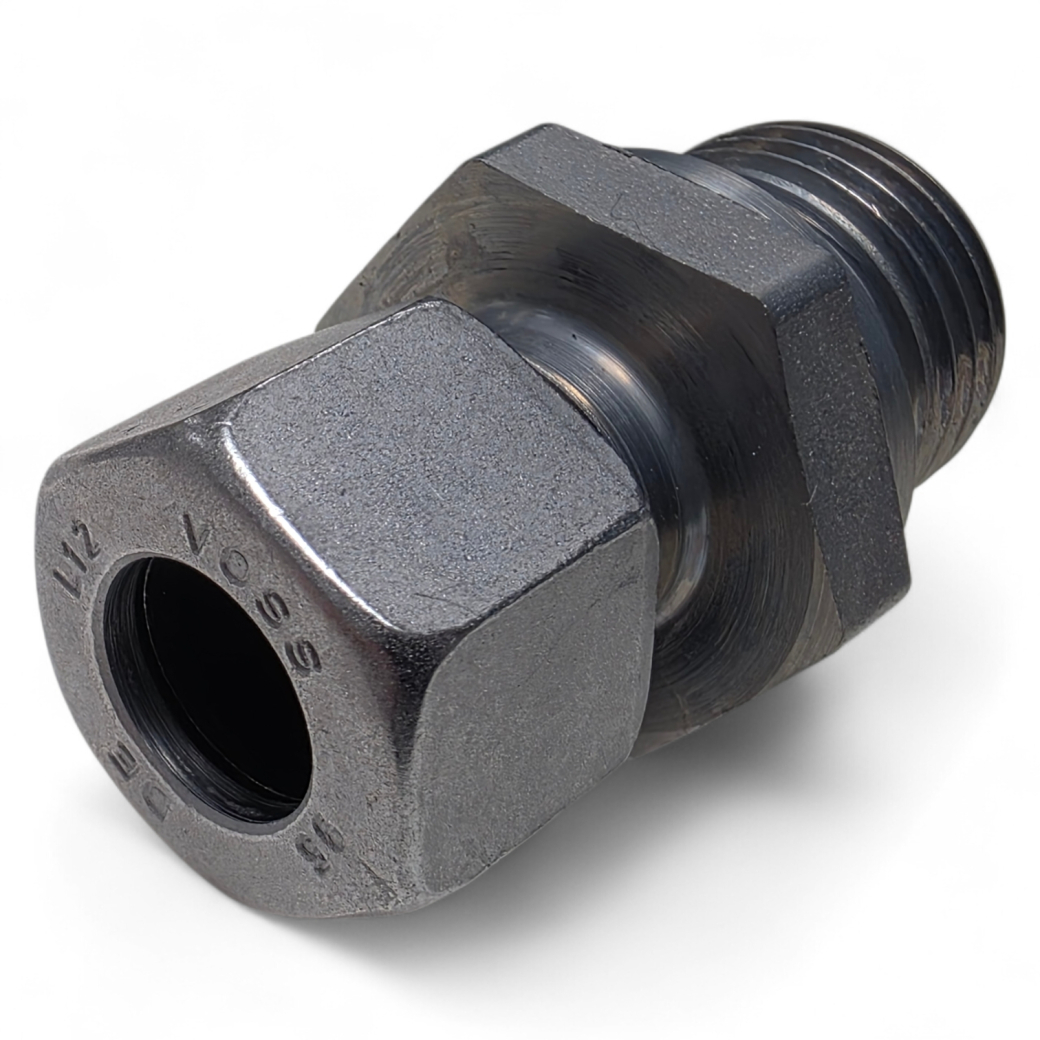 GE12LR1/2, Gerade Einschraubverschraubung 1/2" + Überwurfmutter M18x1,5mm + Schneidring Ø12mm