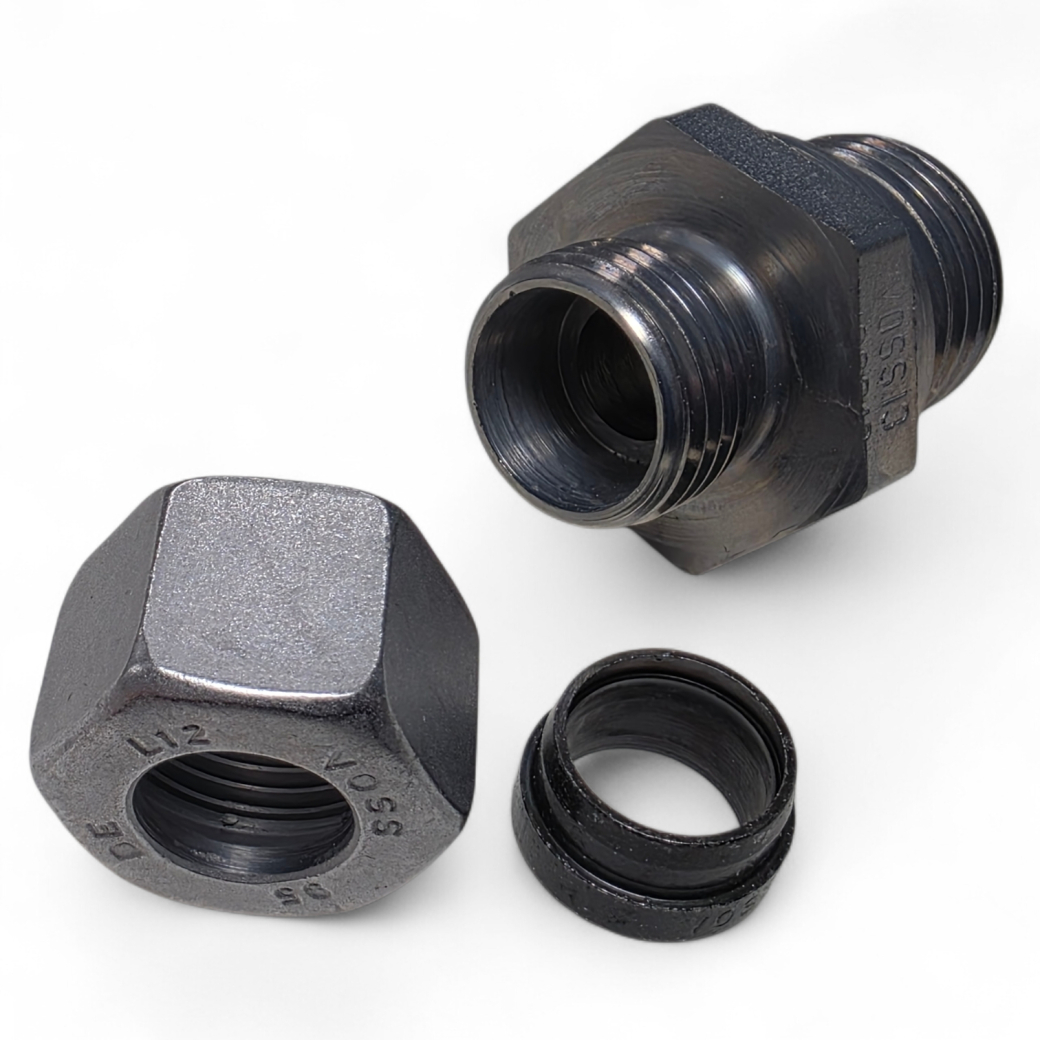 GE12LR1/2, Gerade Einschraubverschraubung 1/2" + Überwurfmutter M18x1,5mm + Schneidring Ø12mm