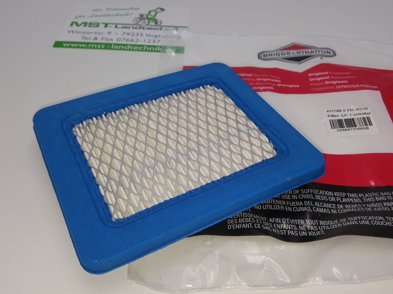 Original Briggs & Stratton Luftfilter 491588S – Für Quantum 3,5–6,5 PS SABO 43-A, 43-Vario, 43Vario-E, 47 Economy, 47Vario E, R43S, R43V, R43VE, R47, R47V, R47VE