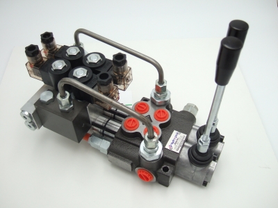 Hydraulikventil hydraulisch vorgesteuertes Ventil 2-fach Elektrisch 12 V vorgesteuerter Monoblock feinfühlig Frontlader Steuerung