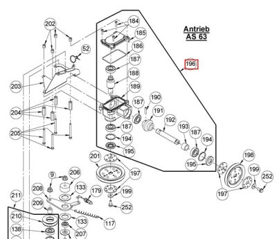 Getriebe vollst. Winkelgetriebe AS62, As63 Easy Start 2-Takt, Honda und B&S Einbaufertig